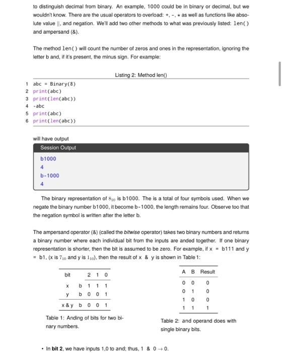 Solved Problem 1: Binary Number Class In this programming | Chegg.com
