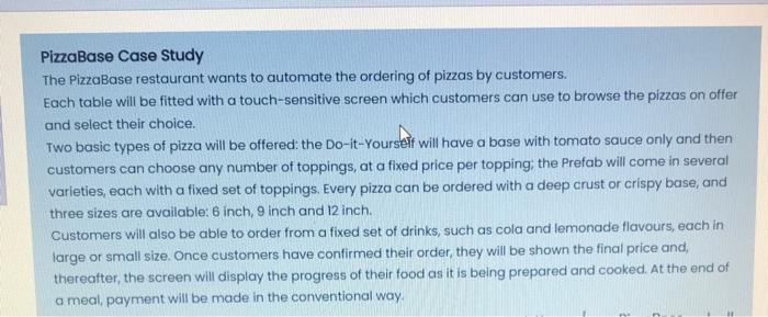Solved PizzaBase Case Study The PizzaBase restaurant wants | Chegg.com