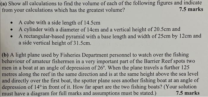 Solved (a) Show all calculations to find the volume of each | Chegg.com