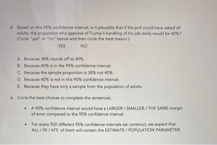 Solved 1. A poll released last Sunday asked a random sample | Chegg.com