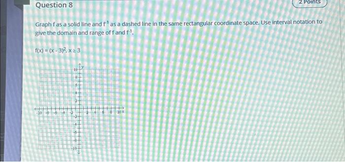 Question 8 Graph f as a solid line and f¹ as a dashed | Chegg.com