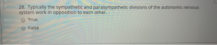 Solved 28. Typically the sympathetic and parasympathetic | Chegg.com