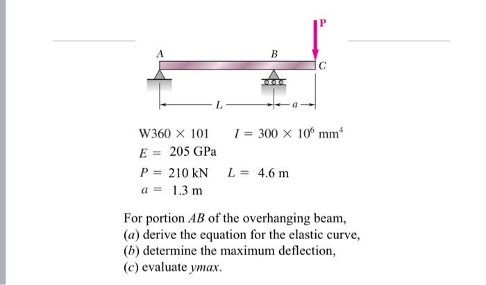 Solved B C с L 1 = 300 x 10 mm W360 X 101 E 205 GPa P= 210 | Chegg.com