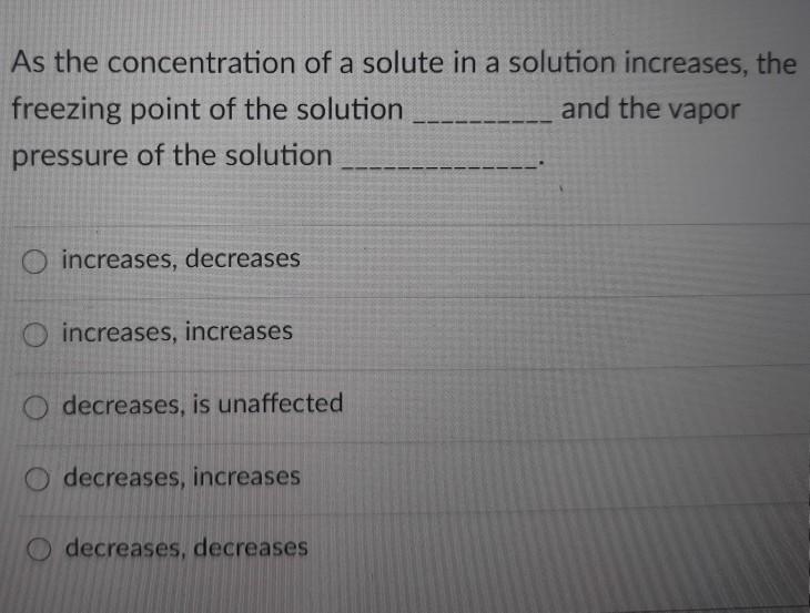 Solved As the concentration of a solute in a solution | Chegg.com