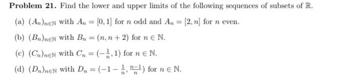 Solved Problem 21. Find the lower and upper limits of the | Chegg.com