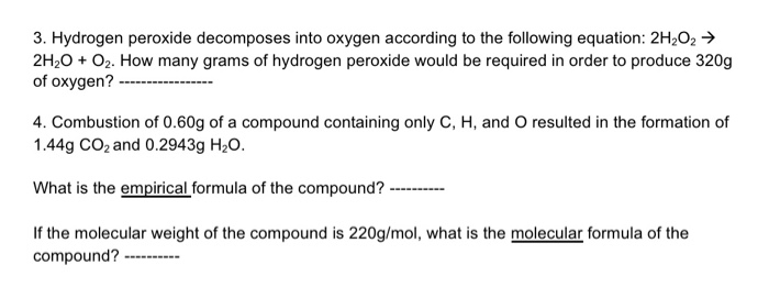 Solved How Many Grams Of Hydrogen Peroxide Would Be Requi Chegg Com