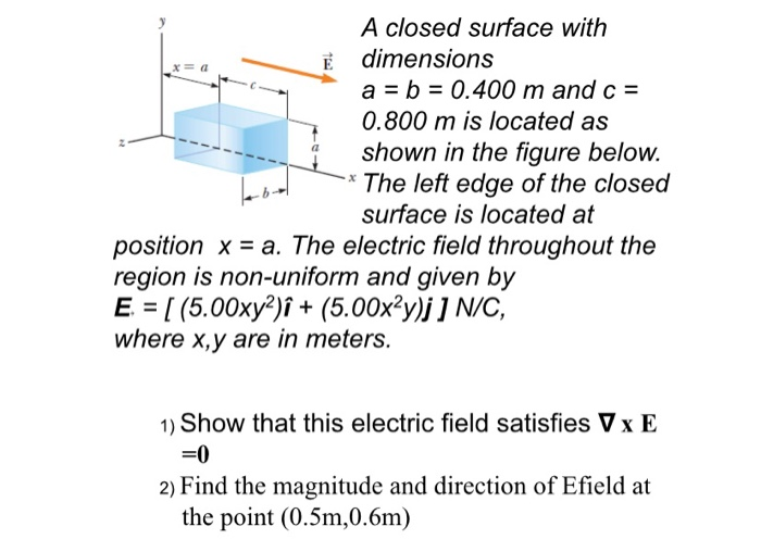 Solved A Closed Surface With E Dimensions A B 0 400 M Chegg Com