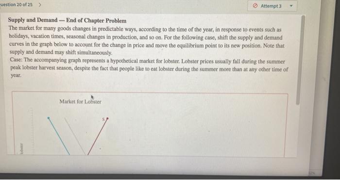 Solved uestion 20 of 25 > Attempt 3 Supply and Demand --- | Chegg.com