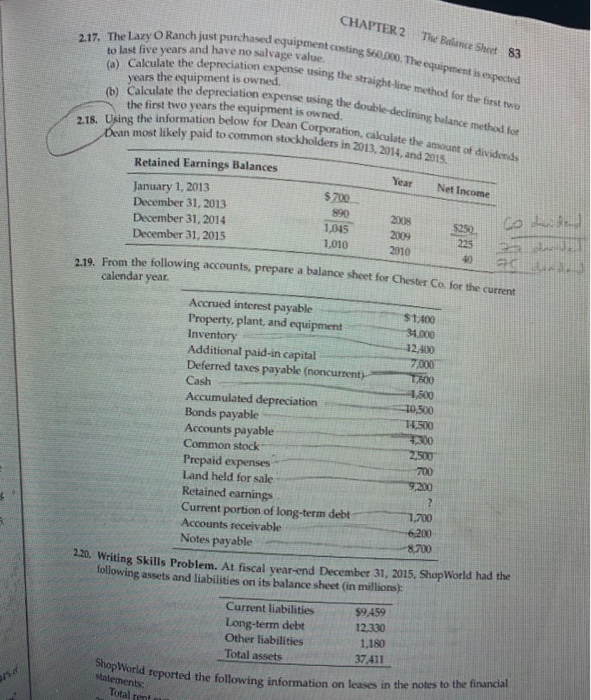 Solved Question 2.18. Using the information provided in the | Chegg.com