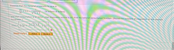 Solved Suppose that the marginal propensity to save is ds dy | Chegg.com