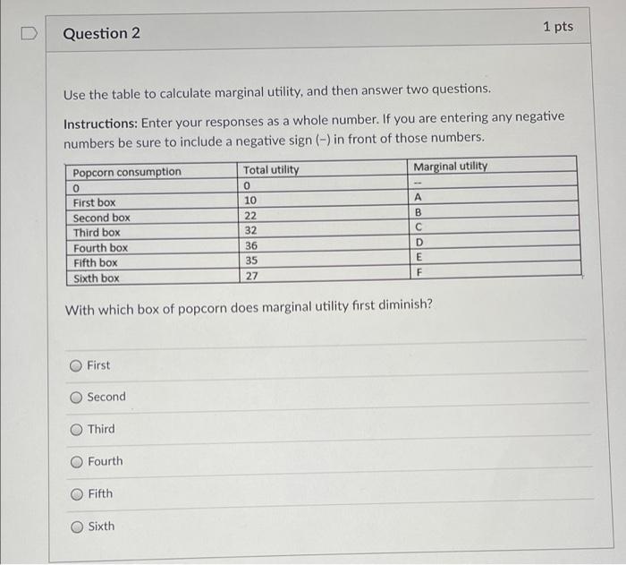 Solved D Question 1 1 pts Use the table to calculate | Chegg.com