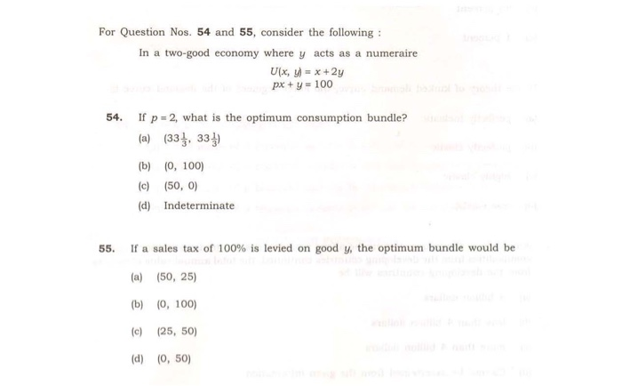 Solved For Question Nos. 54 and 55, consider the following: | Chegg.com