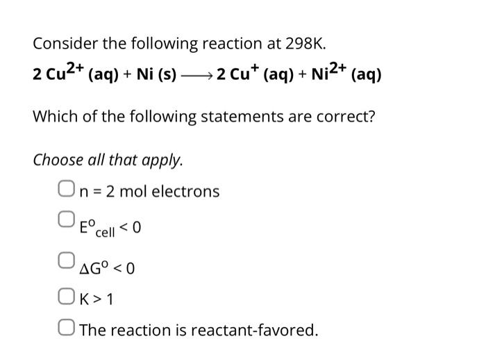 Solved A standard galvanic cell is constructed in which a