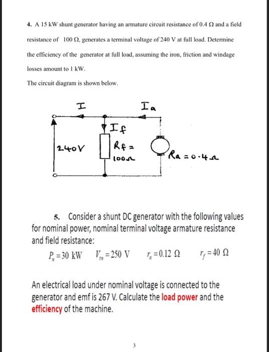 Solved Tutorial 3 Electric Machines 1 DC GENERATORS 1. A