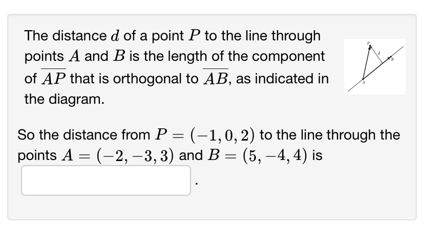 Solved The distance d ﻿of a point P ﻿to the line | Chegg.com