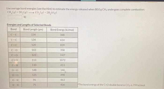 Solved Use Average Bond Energies (see The Hint) To Estimate | Chegg.com