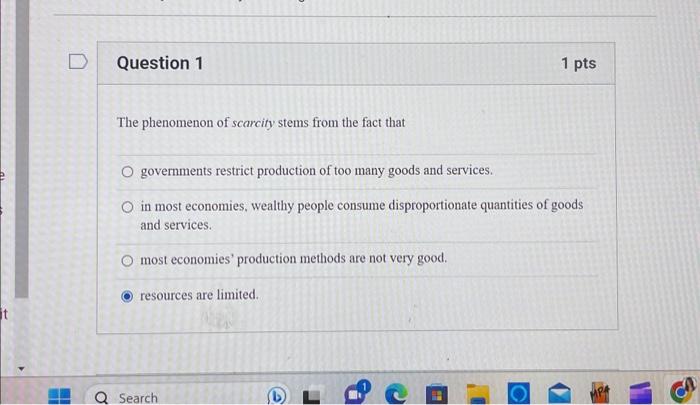 Solved The phenomenon of scarcity stems from the fact that | Chegg.com