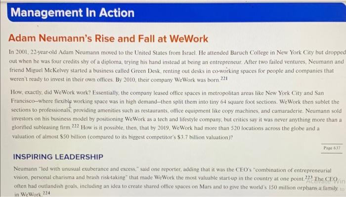 Solved Adam Neumann's Rise and Fall at WeWork In 2001, | Chegg.com