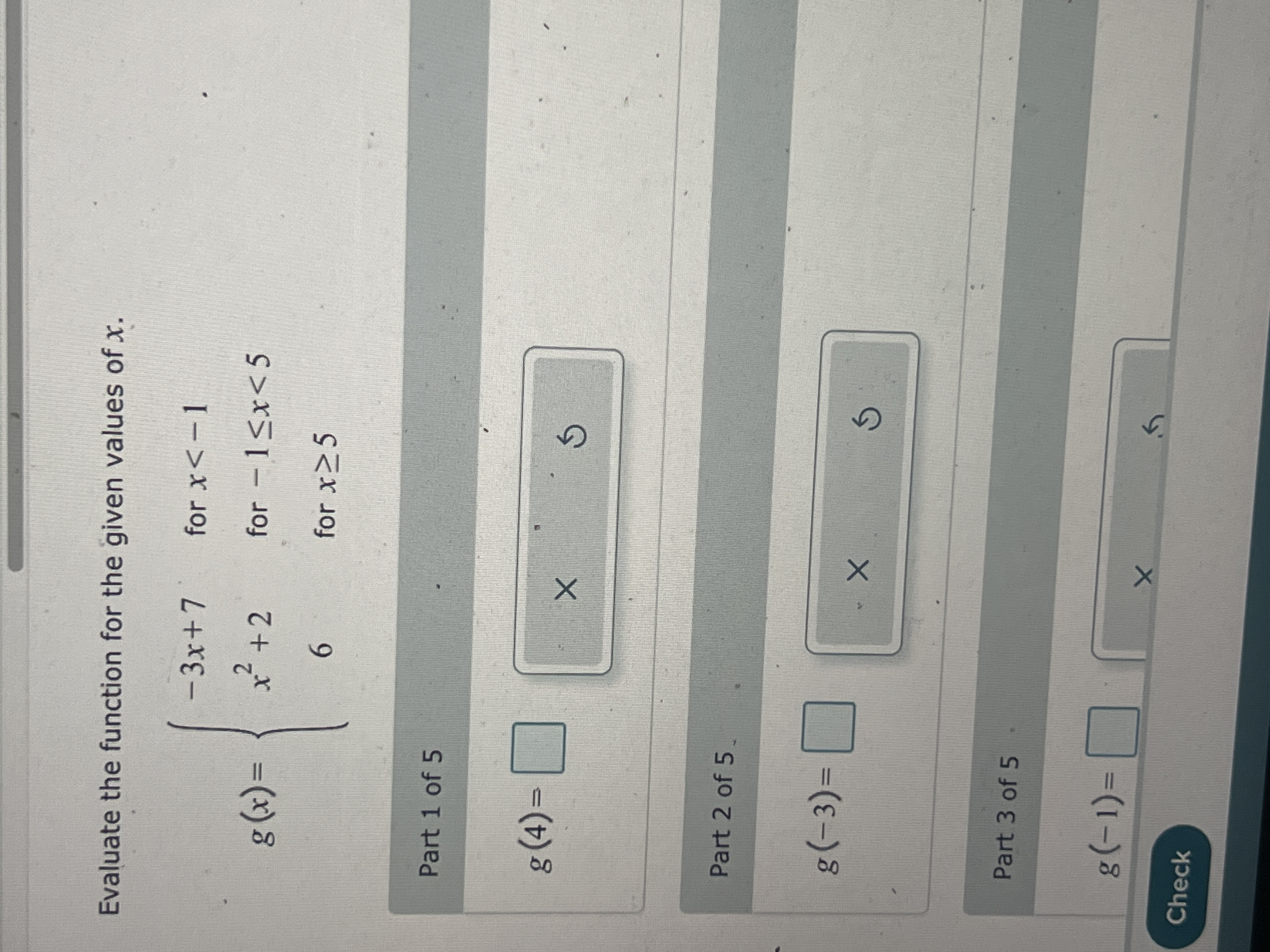 Solved Evaluate the function for the given values of | Chegg.com