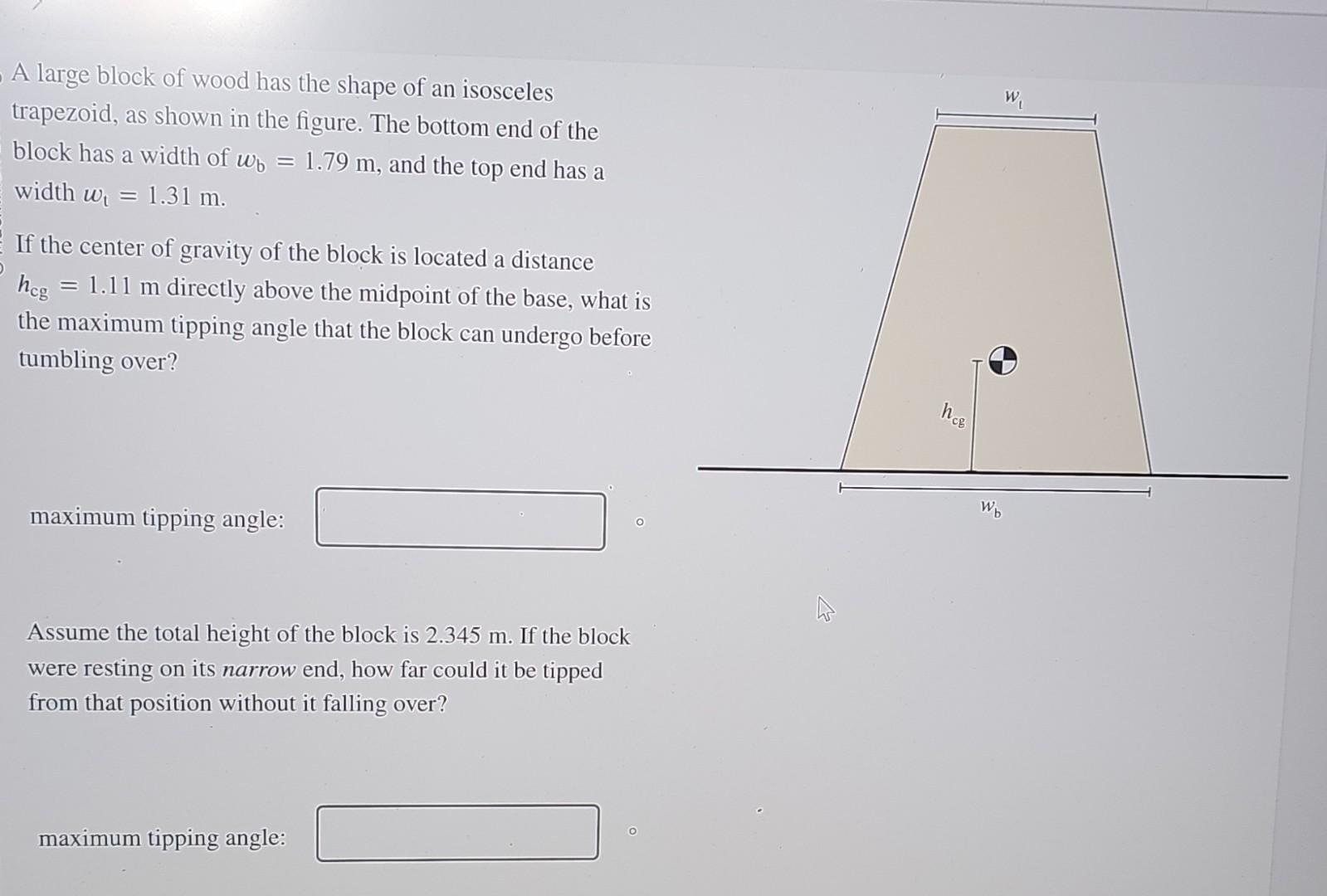 Solved A large block of wood has the shape of an isosceles
