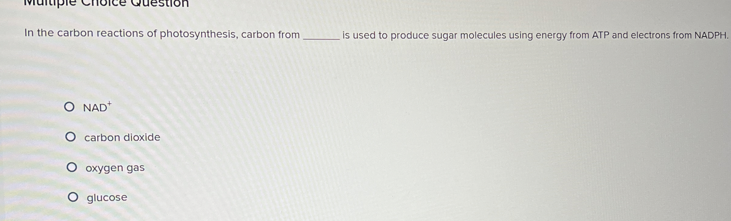 Solved In the carbon reactions of photosynthesis, carbon | Chegg.com
