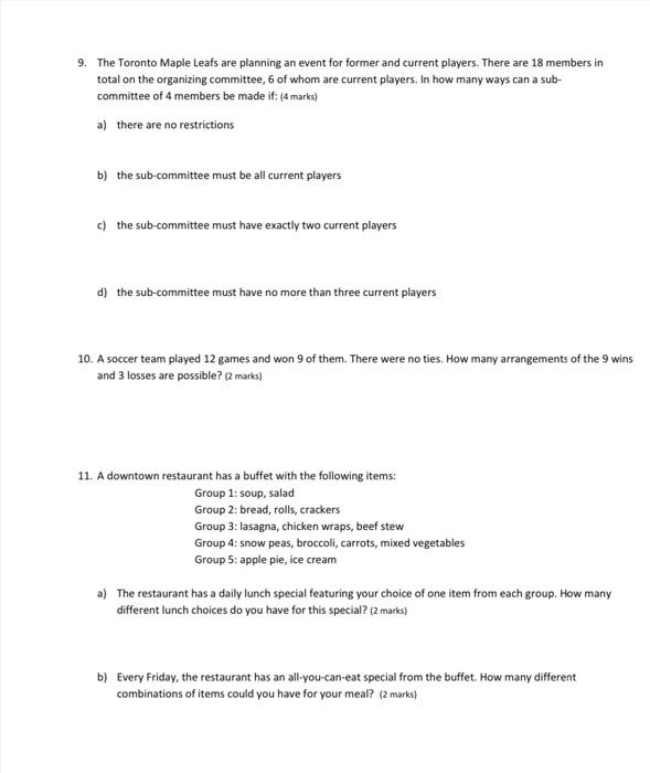 Solved MDM4U Assignment: Permutations & Combinations You | Chegg.com
