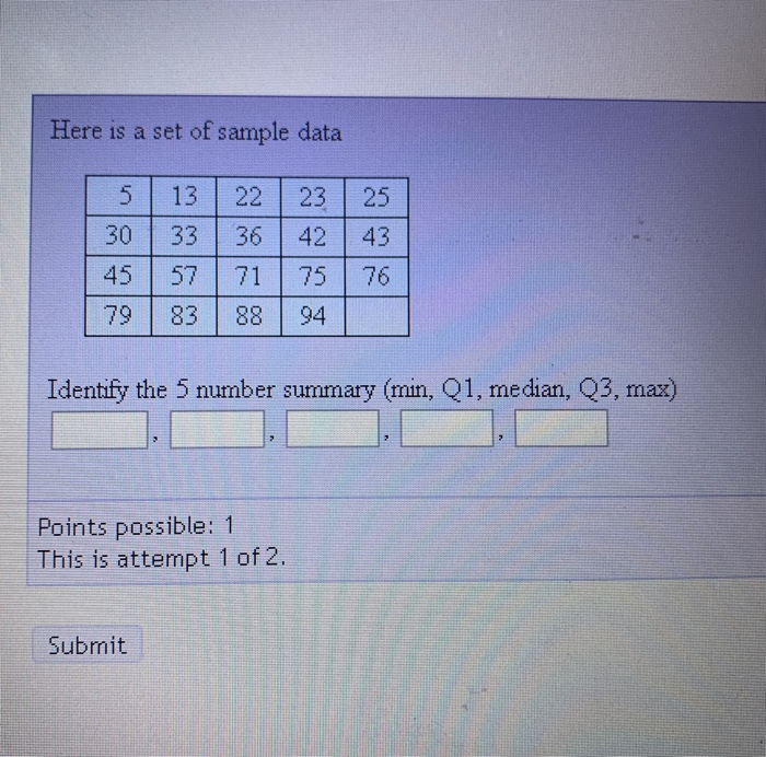 Solved Here Is A Set Of Sample Data 36 43 5 13 22 23 30 42 | Chegg.com