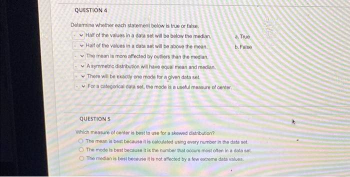 Solved Determine whether each statement below is true or | Chegg.com
