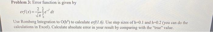 Solved Problem 3: Error function is given by | Chegg.com