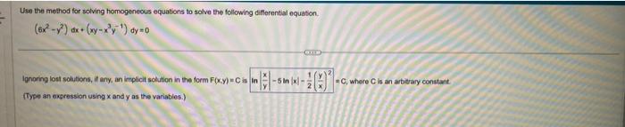 Solved Use the method for solving homogeneous equations to | Chegg.com