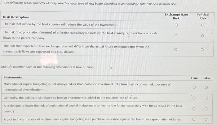 Solved Identify whether each of the following statements is | Chegg.com