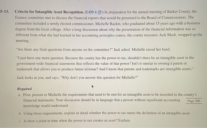 Solved 5-13. Criteria for Intangible Asset Recognition. | Chegg.com