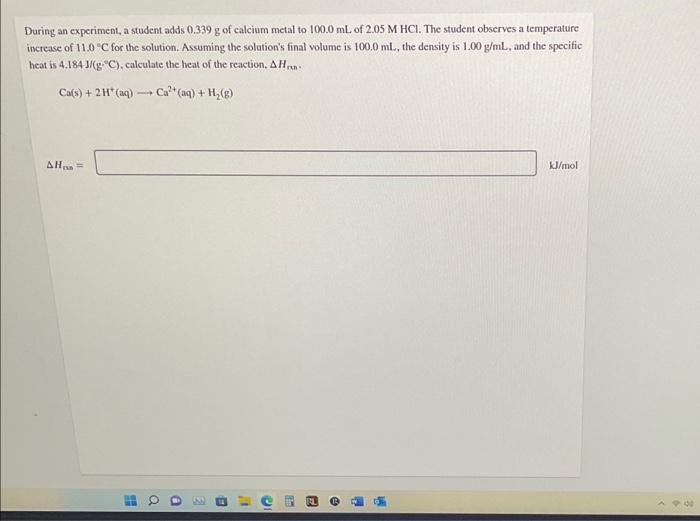 Solved During An Experiment, A Student Adds 0.339 G Of | Chegg.com