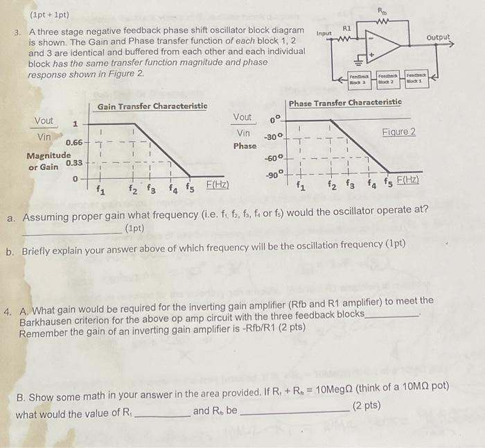 Solved 3. A three stage negative feedback phase shift | Chegg.com