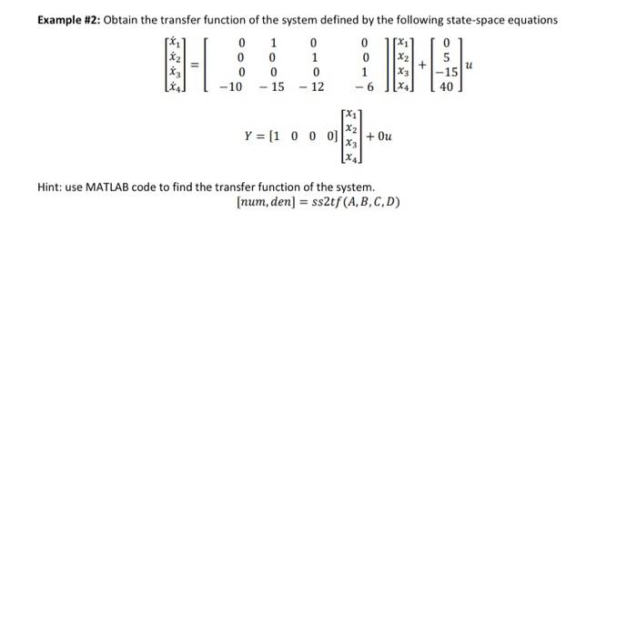 Solved Example #2: Obtain the transfer function of the | Chegg.com