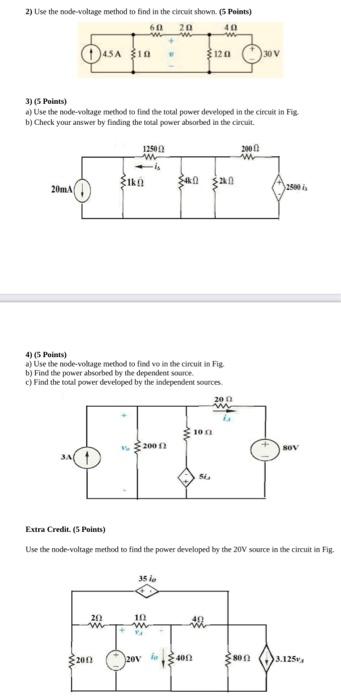 Solved 2) Use the node-voluage method to find in the circuit | Chegg.com