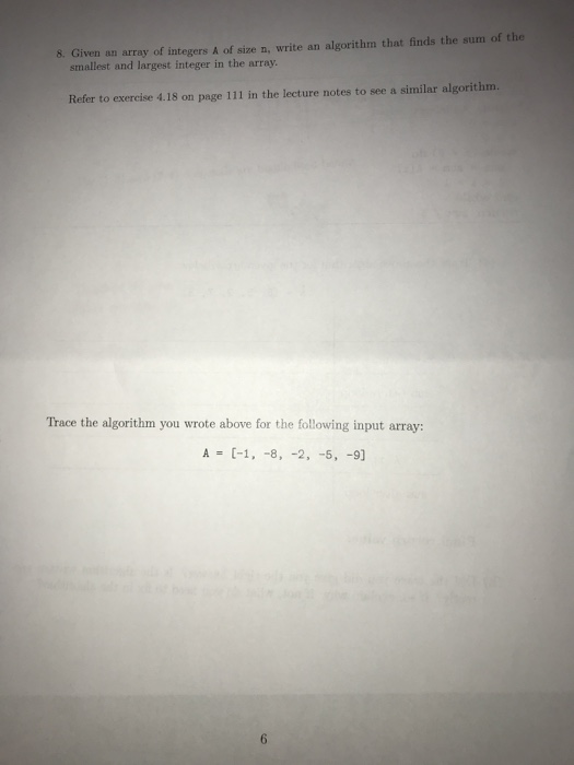 Solved 8. Given an array of integers A of size n, write an | Chegg.com