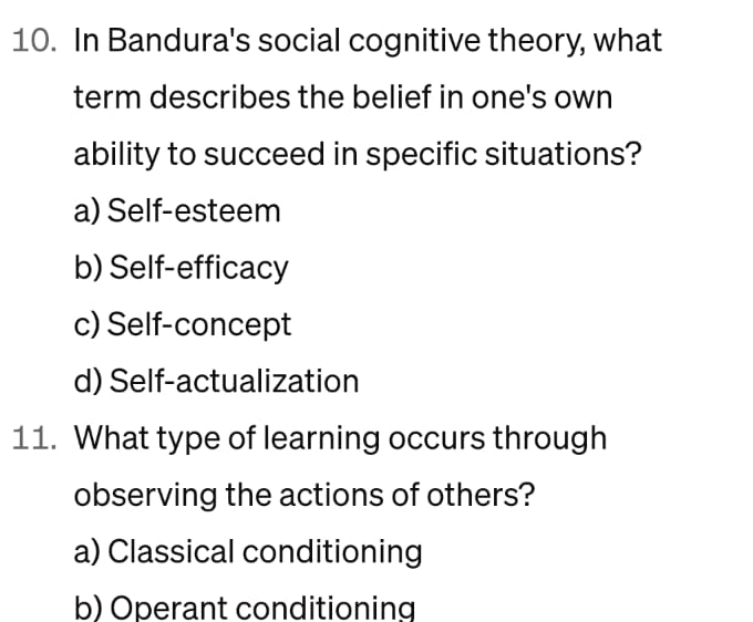 Solved In Bandura s social cognitive theory what term Chegg