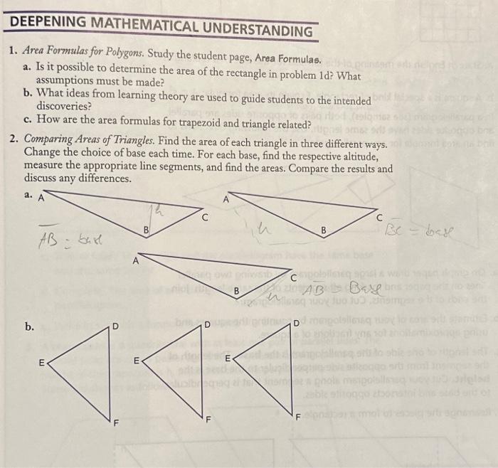 Solved 1 area formulas for polygons study the student chegg