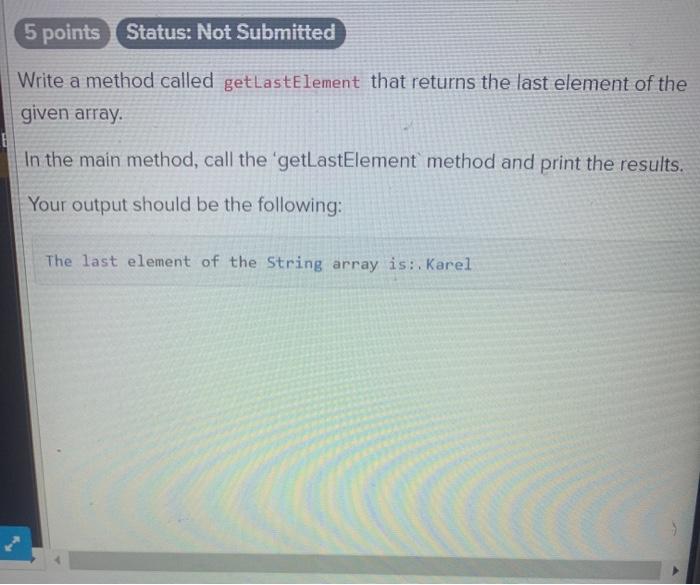Solved 5 points Status: Not Submitted Write a method called | Chegg.com