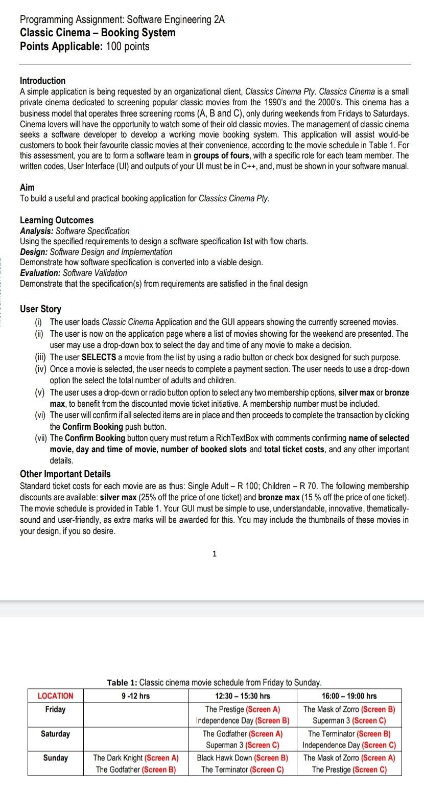 Solved Programming Assignment: Software Engineering 2A | Chegg.com