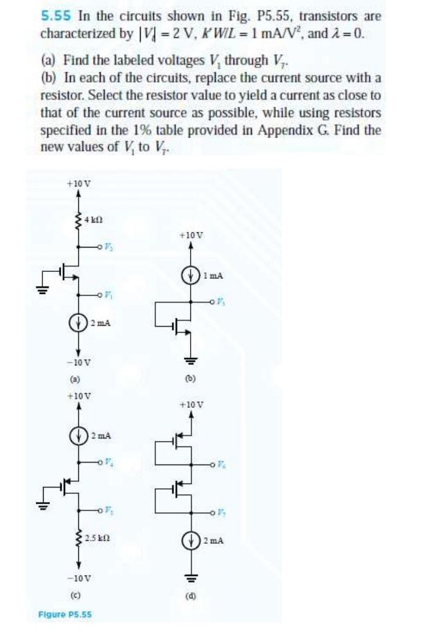 Solved 5.55 In the circuits shown in Fig. P5.55, transistors | Chegg.com