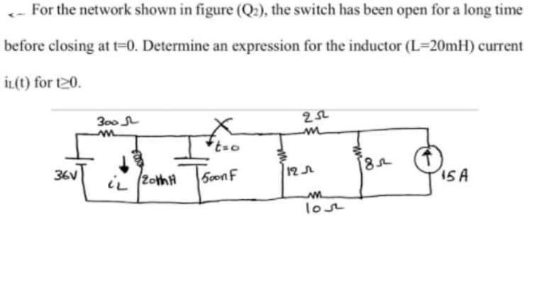 Solved For the network shown in figure (Q2), the switch has | Chegg.com