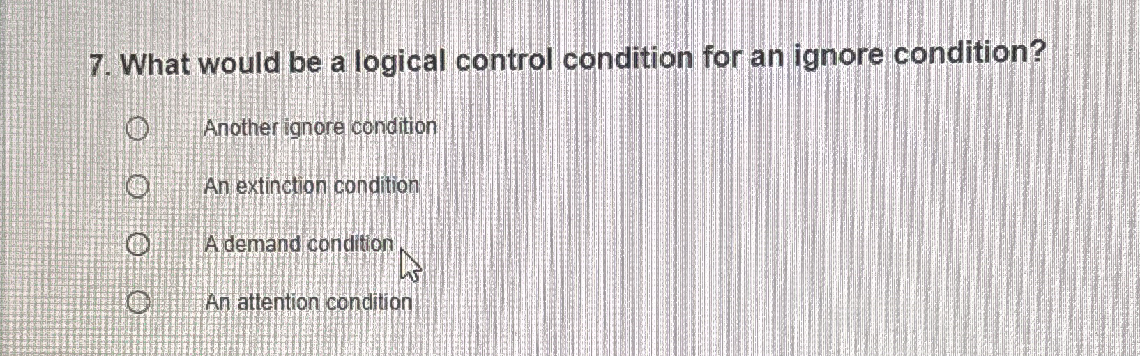 Solved What would be a logical control condition for an | Chegg.com