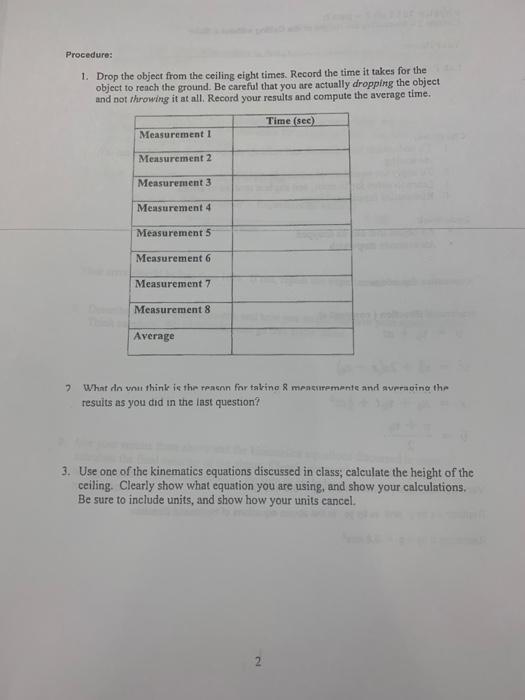 Solved Physics 151 Lab 2-part B Chapter 2 - Measuring The | Chegg.com