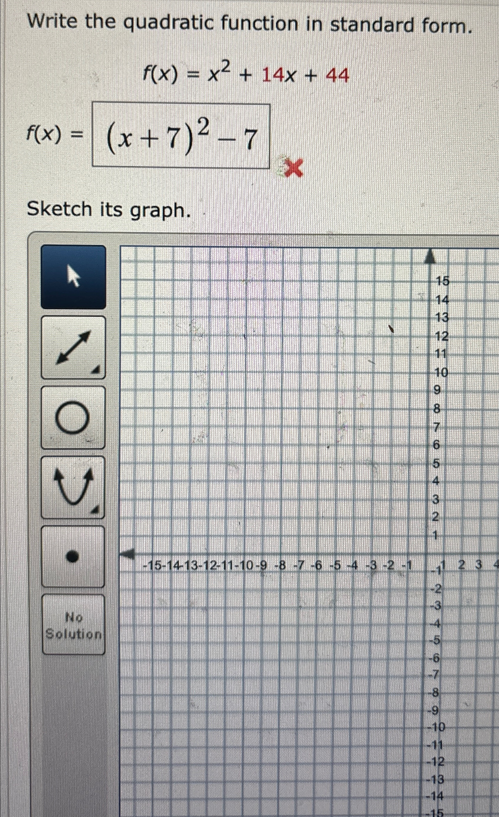 Solved Write the quadratic function in standard | Chegg.com