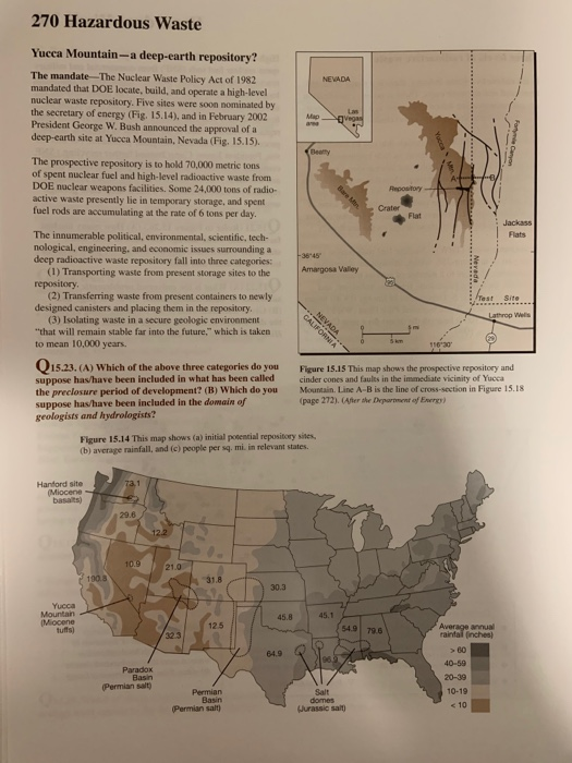 Solved 270 Hazardous Waste NEVADA Yucca Mountaina