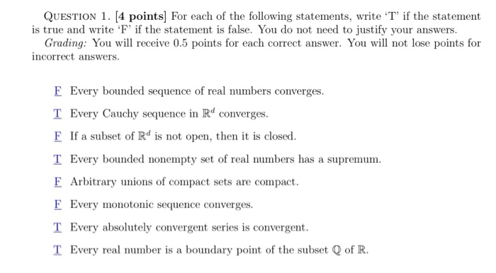 Solved QUESTION 1. 14 points for each of the following | Chegg.com