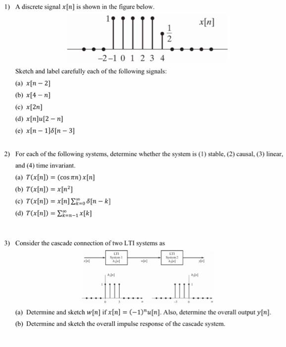 Solved 1) A discrete signal x[n] is shown in the figure