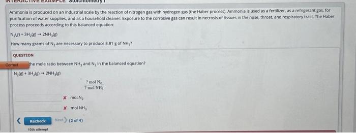 Solved Ammonia is produced on an industrial scale by the | Chegg.com